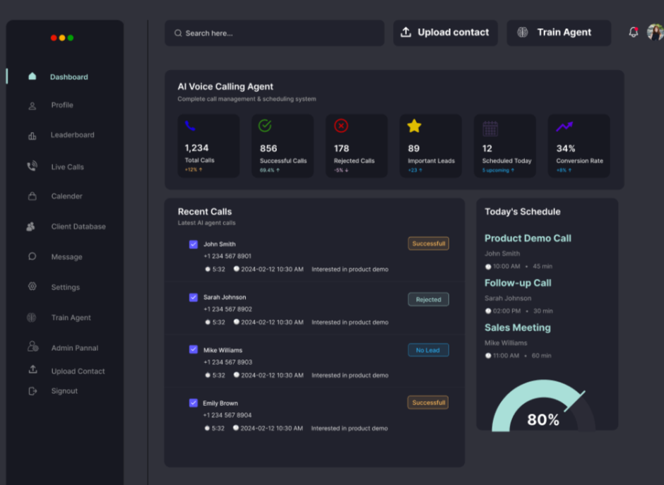 AI Calling Agent preview